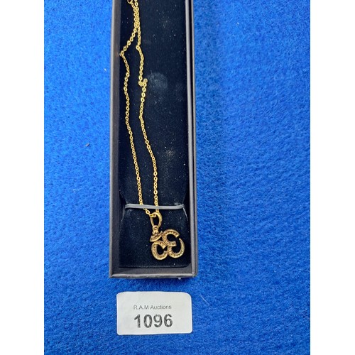 1096 - Gold On Silver Necklace and Pendant