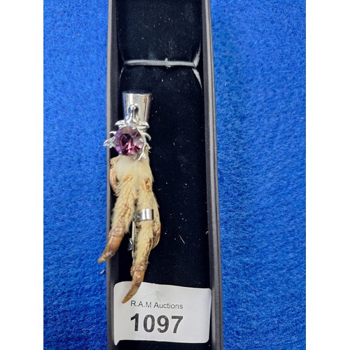 1097 - Vintage Scottish Stoned Claw Brooch In a Box