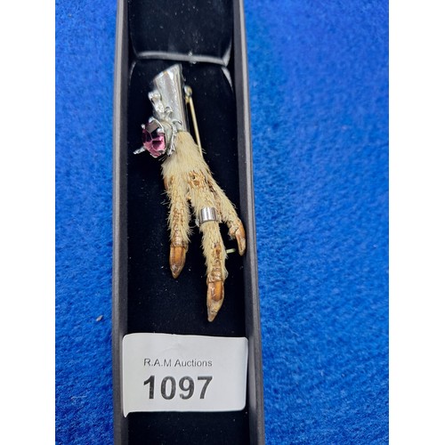 1097 - Vintage Scottish Stoned Claw Brooch In a Box