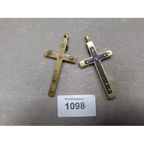 1098 - Vintage Trench Art War Crosses x2