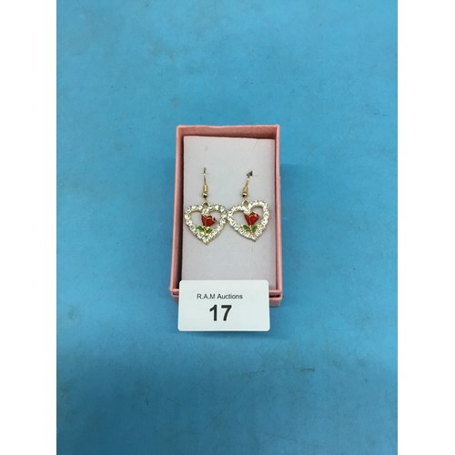 17 - Ladies Rose Heart Earrings