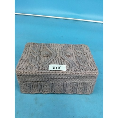 819 - Knitted Cover Jewellery Box and Contents