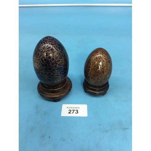 273 - 2 Cloisonné Eggs with Stands