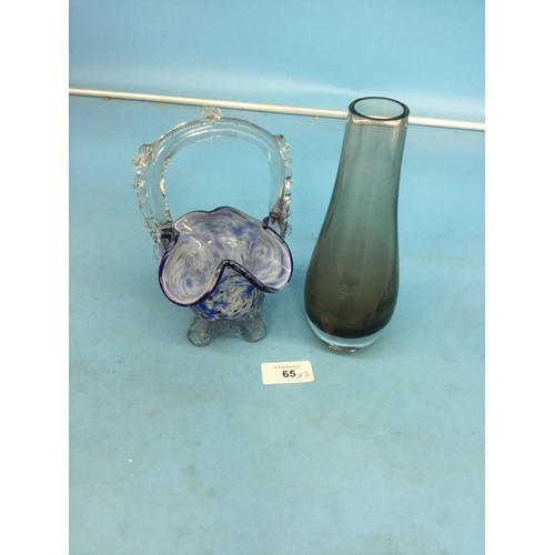 65 - Murano Glass Basket and a Glass Vase