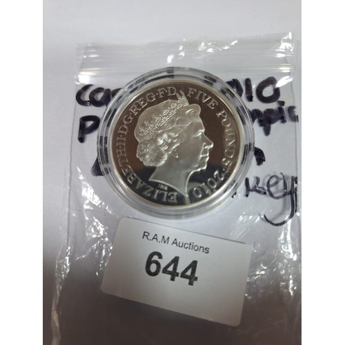 644 - Cased 2010 Proof Olympic £5 Coin