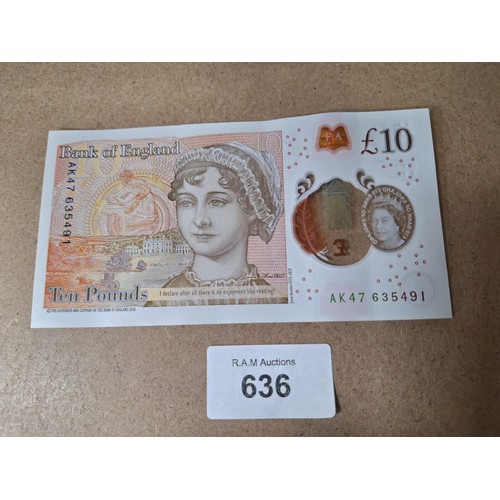 636 - Genuine £10 Note Rare AK47 Serial no. 635491