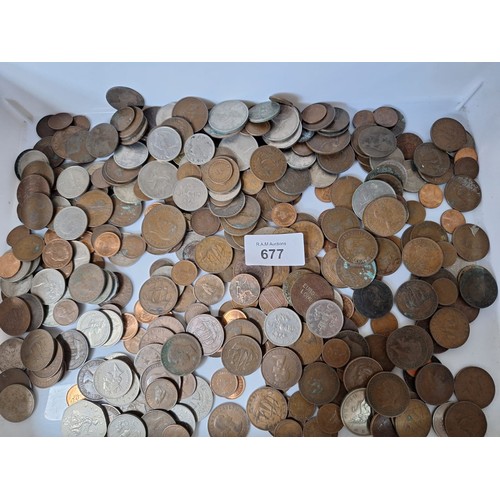 677 - Large Bag of Mixed English Currency 1d,1/2d Farthings, Shillings etc.