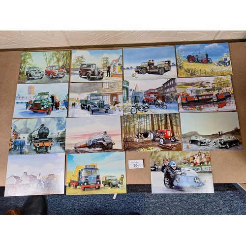 96 - Retro/Vintage Postcards Transport Themed x2 sets (31 per set)