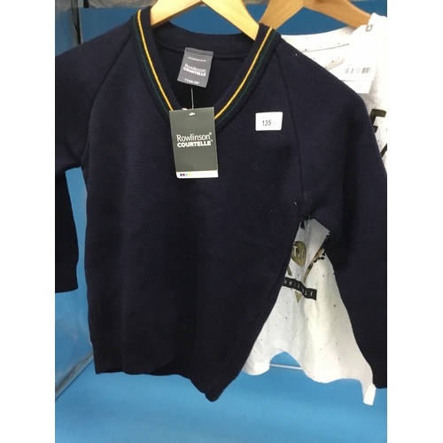 135 - Next T-shirt Size 7 yrs and Navy Rowlinson Courtelle V Neck Jumper Size 28” Brand New with Tags