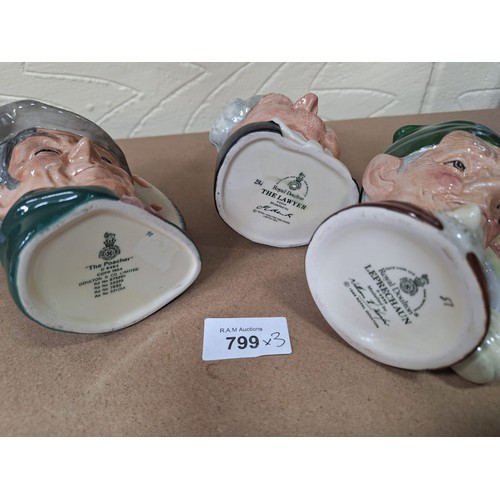 799 - Royal Doulton Jugs x3 To Include Poacher, Lawyer and Leprechaun