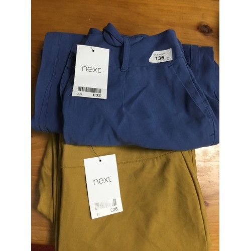 136 - Next Blue Trousers Size 8R and Next Mustard Trousers Size 8L Brand New with Tags