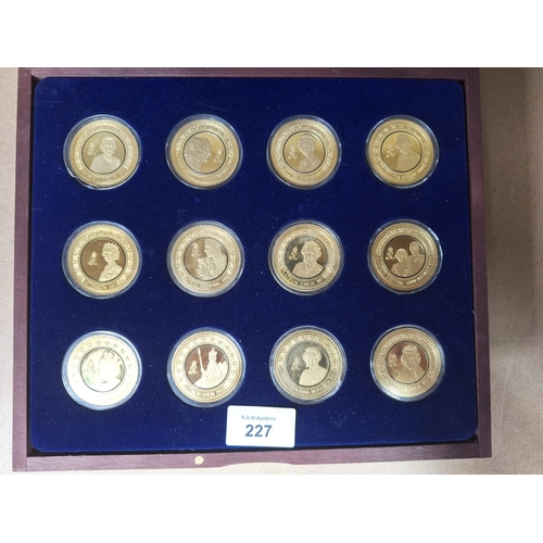 227 - Cased Set Of 22ct Gold Plated On Silver Coins From The Royal Accession