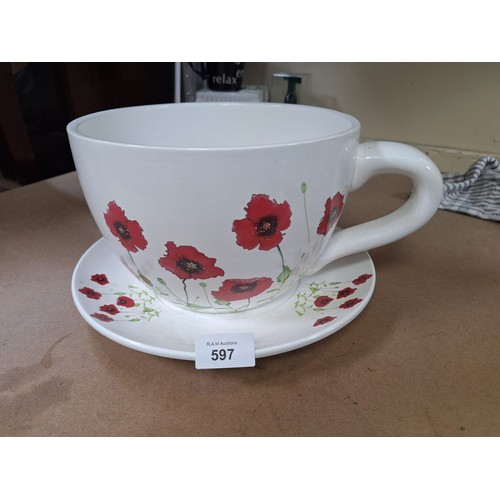 597 - Large cup + saucer planter
14”x8”