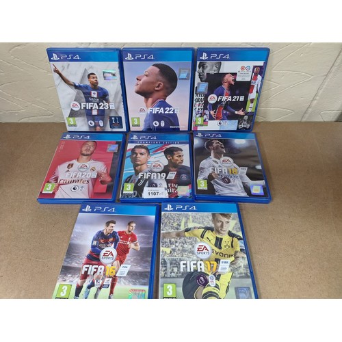 1107 - 8 x Fifa Games For PS4 From 2016-2023