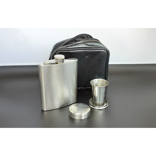 72 - Hip Flask + Extended Cup In Black Case