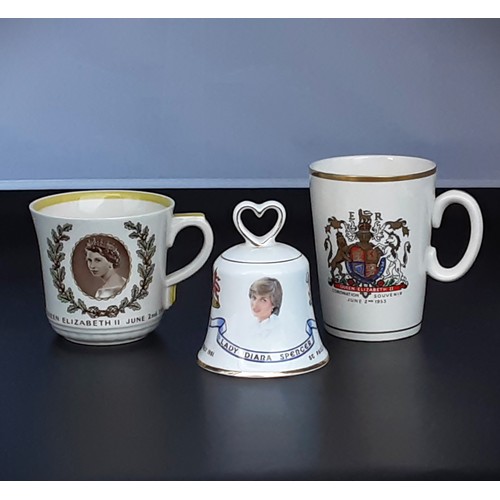 162 - 2 x Commemorative Mugs +  Commemorative Bell