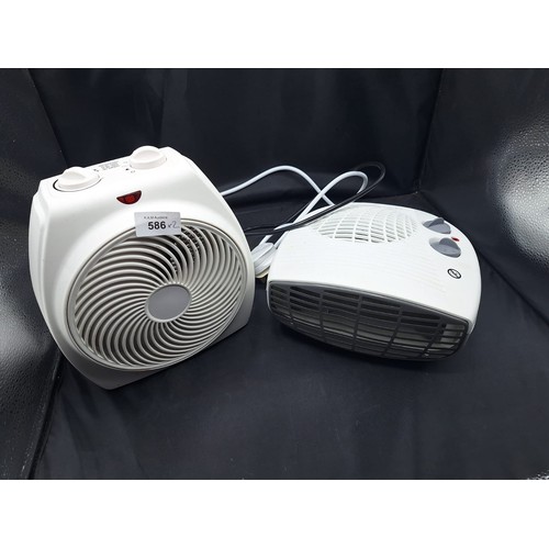 586 - Electric Fan Heaters x2 Working Order (not pat-tested)