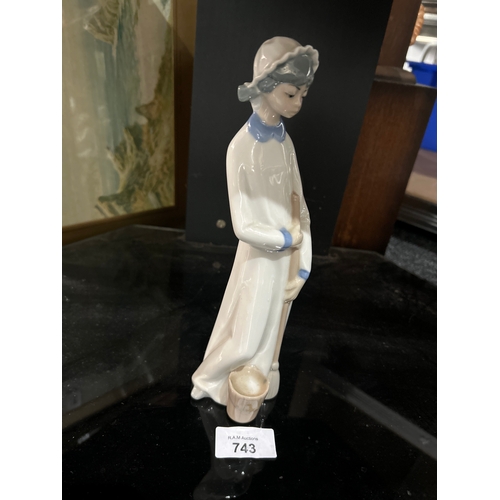 743 - Cascades Figure by Lladro Factory Girl with a Mop and Bucket