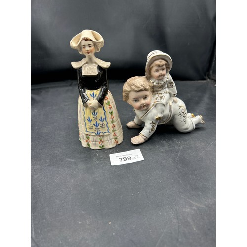 799 - Antique bell figs  + Victorian kids playing