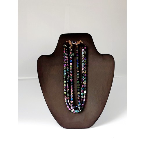 913 - Vintage Black Auroa Borealis 3 Strand Necklace