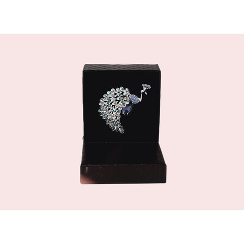 919 - Boxed Crystal Peacock Brooch