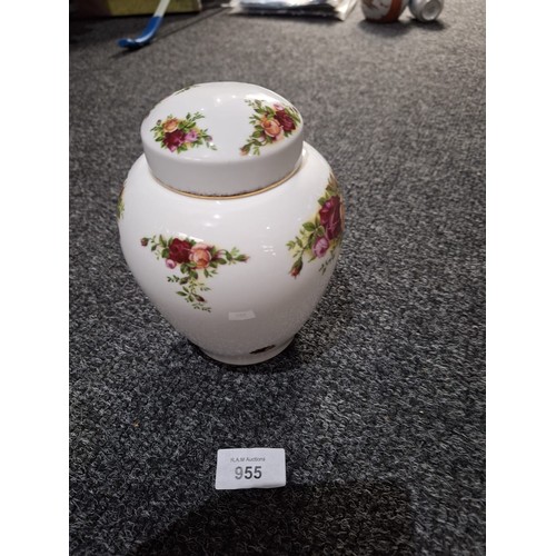 955 - Royal Albert Old Country Roses Lidded Ginger Jar 8”