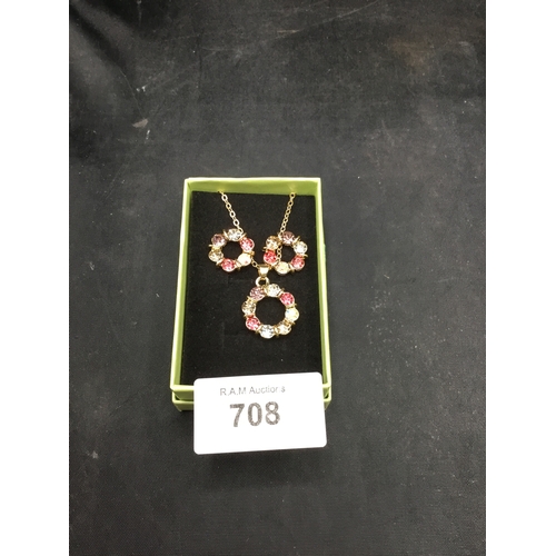 708 - Ladies colourful neckless and earrings