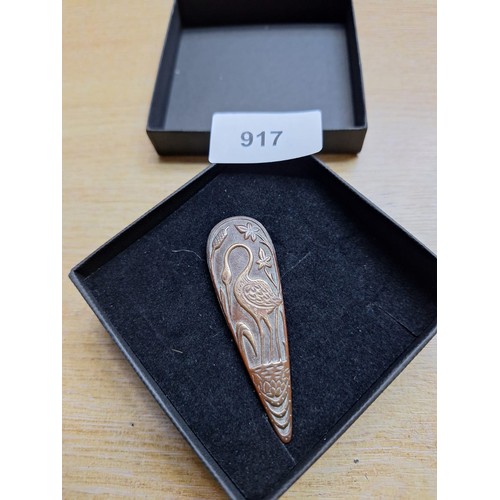 917 - Copper Heron Brooch