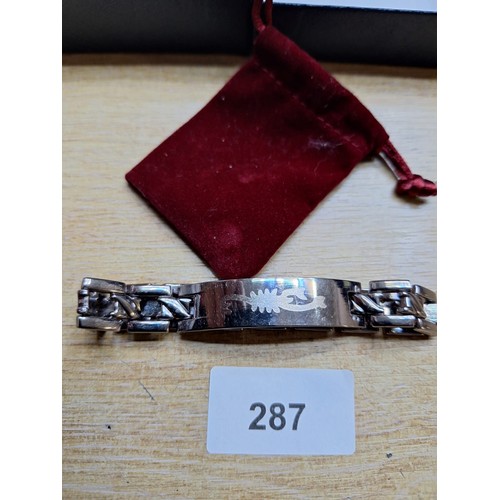 287 - Chrome Identity Bracelet Etched With a Scorpion