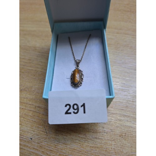 291 - 925 Silver Tigers Eye Necklace