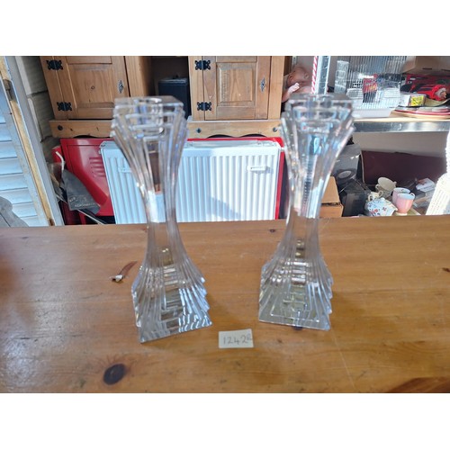 1242 - Super heavy x2 Italian crystal candlesticks