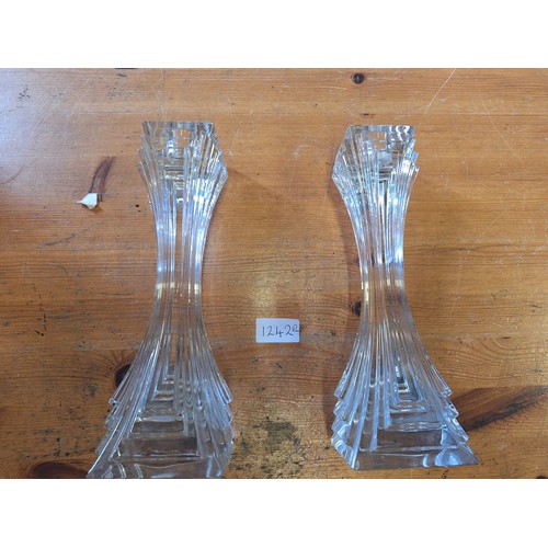 1242 - Super heavy x2 Italian crystal candlesticks