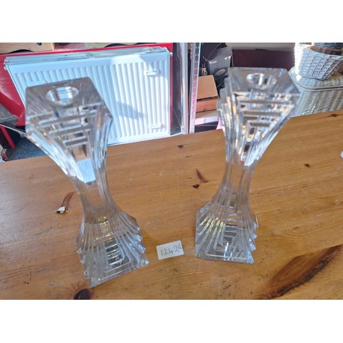 1242 - Super heavy x2 Italian crystal candlesticks