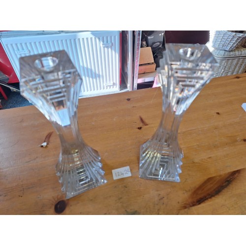 1242 - Super heavy x2 Italian crystal candlesticks