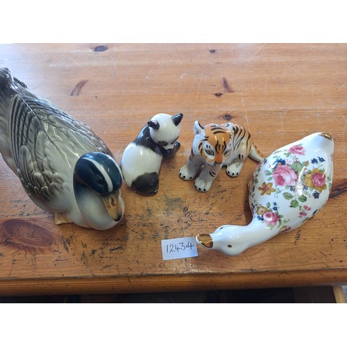 1243 - Russian vintage tiger + panda Spanish porcelain vintage pick + crown,staffi,