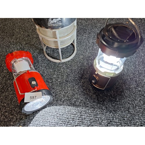 597 - Solar Fishing Torches x2 and a Vintage Bullfinch Lamp