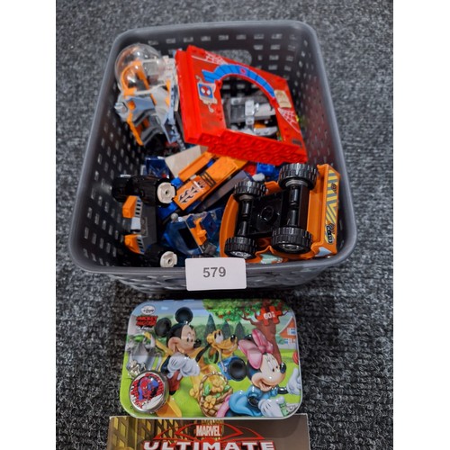 579 - Box of Mixed Lego, Disney Puzzle and a Spiderman Watch