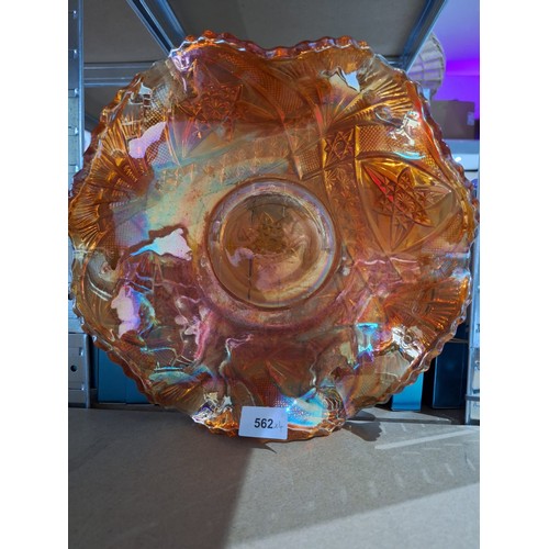 562 - 12” x vintage carnival glass bowl and Huge Art Glass Bowls