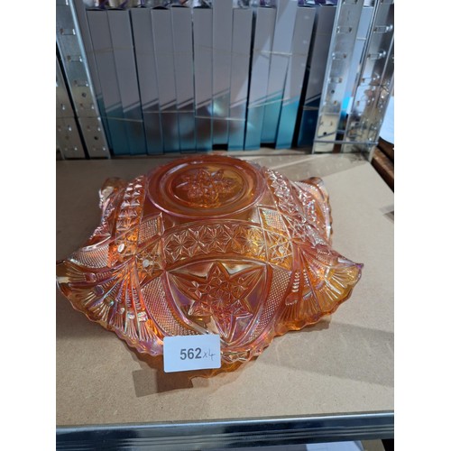 562 - 12” x vintage carnival glass bowl and Huge Art Glass Bowls