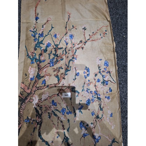 542 - Chinese Silk Style Scarf 5ft x 18” approximately