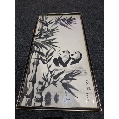 949 - Vintage Signed Chinese Panda Picture 30