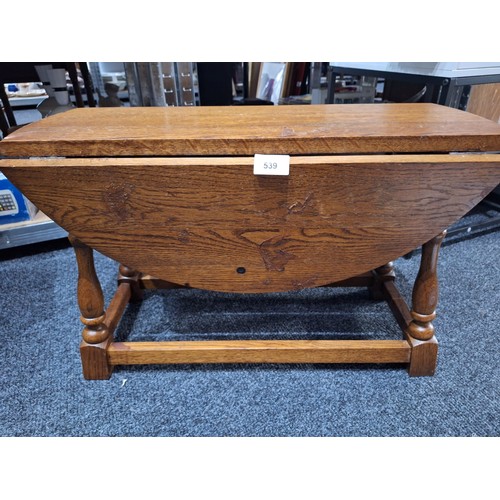 539 - Low Coffee Table Round 14”x28” In Wood Possibly Oak or Pine