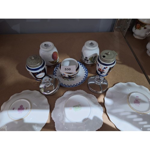 530 - Royal Worcester Egg Codlers, Antique Cruet Set, Shelley and Minton Tray/Dishes x2 and 1 Other