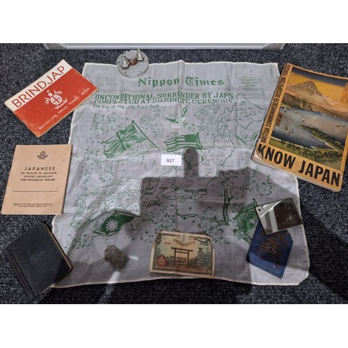 927 - Collection Of War Memorabilia From Soldier Brown To Include Currency, Books, Denotator, Silk Nippon ... 