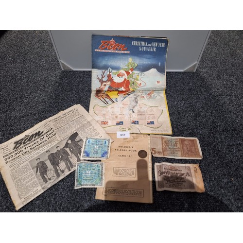 937 - Japanese Forces Christmas Edition B Con Paper, German Currency, Tokens, Coins and Release Papers