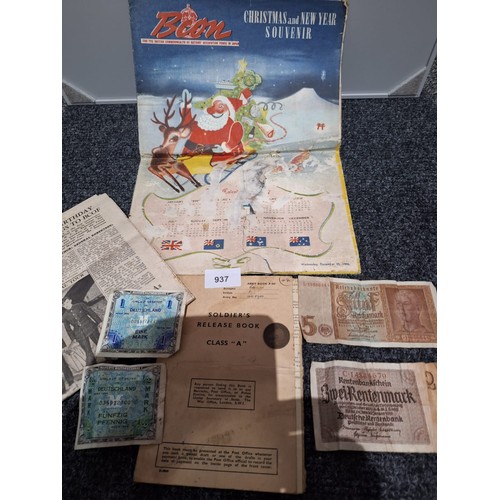 937 - Japanese Forces Christmas Edition B Con Paper, German Currency, Tokens, Coins and Release Papers