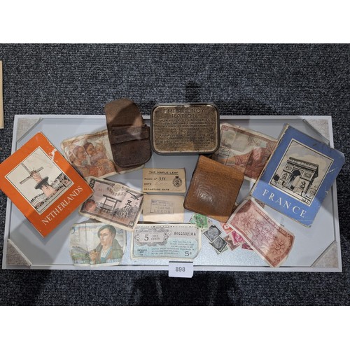 898 - Selection Of War Books, Notes, Stamps, Tins Etc Of Soldier Brown