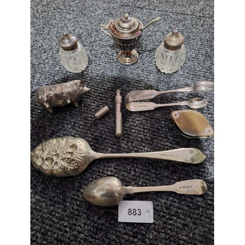 883 - Hallmarked Silver Cruet and Other Silver and Nickel Collectables