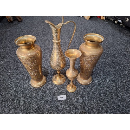 456 - Selection of Vintage Indian Brass To Include Vases, Pitcher Etc.