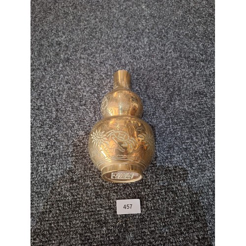 457 - Antique Chinese Brass Vase with Marks to the Base